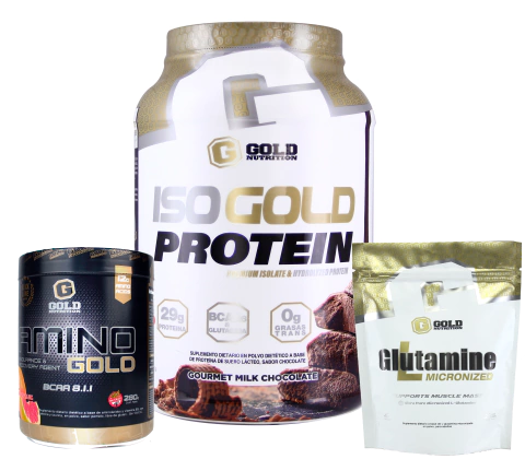 Combo Gold Nutrition Elemental Low Carb Proteína Isolada + Glutamina + Amino