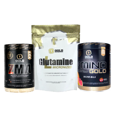 Combo Recuperación Gold Nutrition Glutamina 45 Serv + Zma 30 Serv + Amino Gold 20 Serv