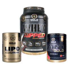 Combo Quemador Gold Nutrition Whey Ripped 2 Lbs + Lipoburn 30 Serv + Amino Gold 20 Serv