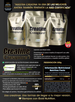 Creatina Creapure Sello Aleman 200gr Gold Nutrition Sin Tacc