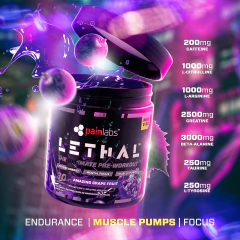 Lethal 3.0 Painlabs 30 Serv Pre Entreno + Fuerza + Energía Con Cafeina - HEDGEHOG SUPLEMENTOS