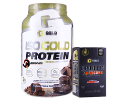 Combo Fitness Gold Nutrition Proteína Isolada 2 Lbs + Lipoburn Quemador de Grasa