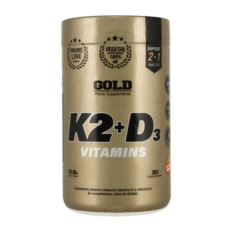 Vitaminas K2 + D3 Vegetal Gold Nutrition 30 Comp Sin Tacc