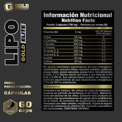 Lipo Gold Elite 180 Caps Quemador Natural Thermogenic Burner en internet