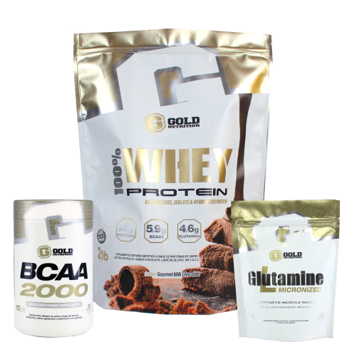 Combo Mantenimiento Gold Nutrition Proteína 2 Lbs + Glutamina 45 Serv + Bcaa 2000 30 Serv