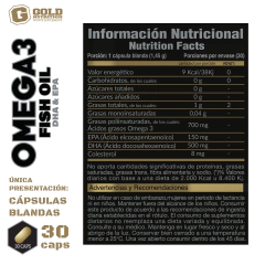 Omega 3 Fish Oil 30 Capsulas Blandas Sin Tacc Gold Nutrition en internet