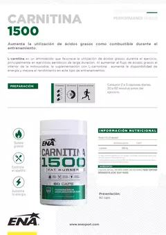 Carnitina 1500 Ena Rápido Quemagrasa Abdominal Dieta Control - comprar online
