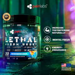 Lethal Human Beast Painlabs Testo Booster Pre Workout Potente! - tienda online