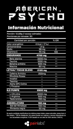 Imagen de Lethal American Psycho The Ultimate Pre Work Out Painlabs
