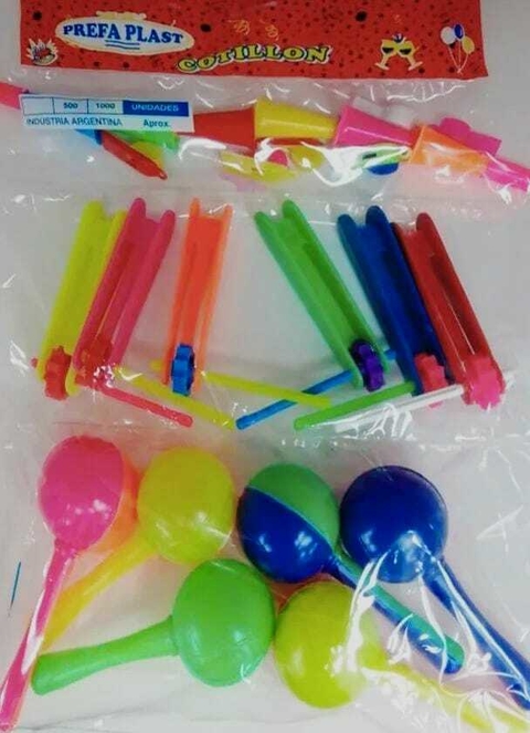 KIT SONIDO CARIOCA FLUO x24 (corneta-pito-matraca-maraca)