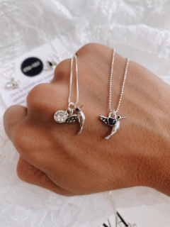 Cadena BOLITAS COLIBRI & CORAZON NEGRO PL