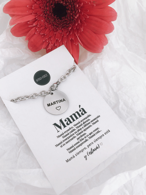 Pulsera MEDALLA PERSONALIZADA GRABADO RECTO ACERO