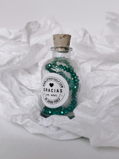 Botellita 2 PULSERAS CRISTAL GAMAS VERDE