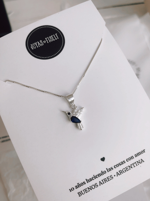 Cadena MINI COLIBRI PIEDRA AZUL PL