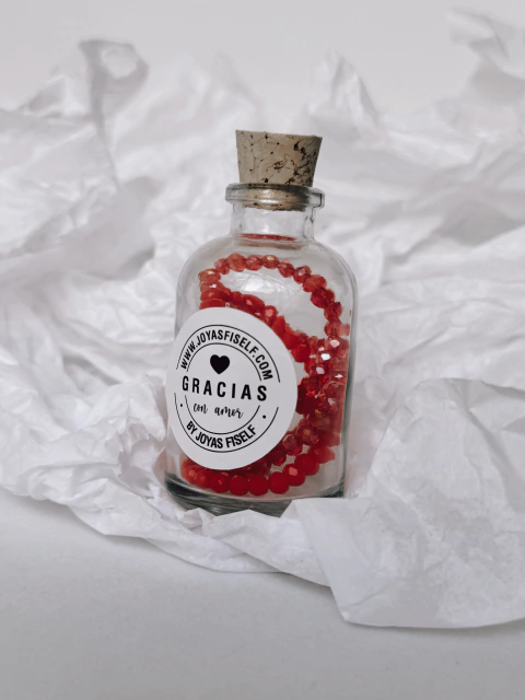 Botellita 2 PULSERAS CRISTAL ELASTIZADAS GAMA ROJO