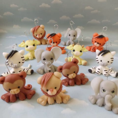 Adorno de torta 4 animales selva safari - Nubecitas