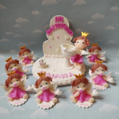 Combo 10 angelitos y adorno pila bautismo - tienda online