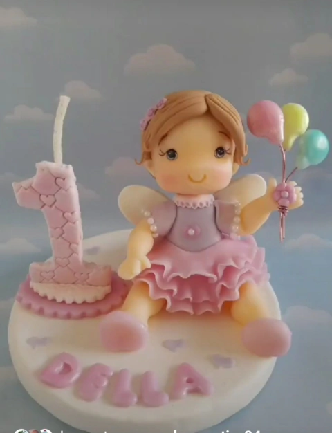 Adorno de torta hadas primer añito Bautismo