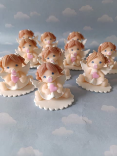 Souvenirs 20 Angelitas Bautismo porcelana fría - tienda online