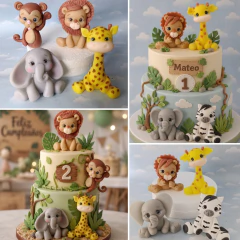Adorno Torta safari 4 animales hojas y vela en internet