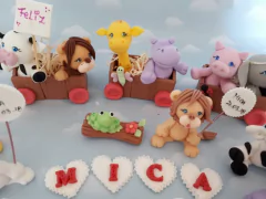 Imagen de Adorno de torta tren animales con tronquitos