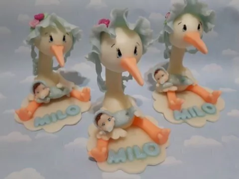 Cigüeña adorno de torta Babyshower