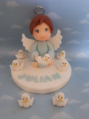 Adornos Torta Bautismo Angelitos Porcelana Fria