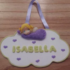 Cartel Bienvenida Nacimiento Porcelana Fría - Nubecitas