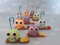 Imagen de Souvenirs 10 Búhos Lechuza Porcelana Fria Imán Portamensaje