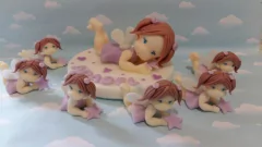 Combo 10 souvenirs Angelitos + Adorno Torta Bautismo