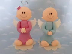 Imagen de Adorno Torta Bautismo Angelito Porcelana Fria