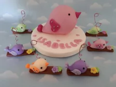 Adorno Torta animales pajaritos Baby Shower Bautismo Primer Año Porcelana Fría en internet