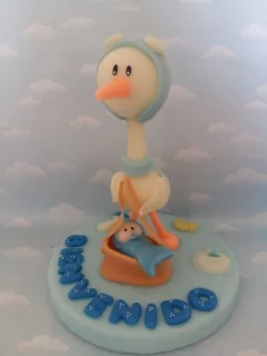 Adorno De Torta Cigüeña Baby Shower Bautismo Nacimiento - Nubecitas