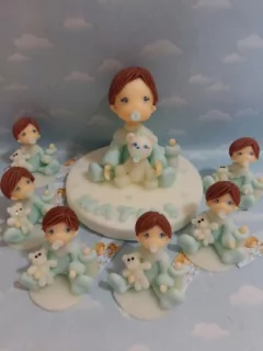 Souvenirs Bautismo Varón Leon Combo 20 Bebes + Adorno Torta