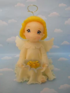 Adorno Torta Bautismo Angelita Porcelana Fria Comunion - Nubecitas