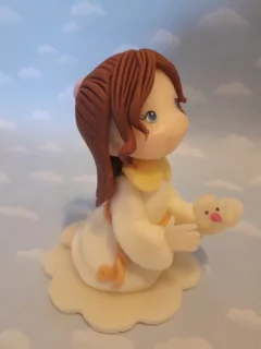 Adorno Torta Bautismo Angelito Porcelana Fria