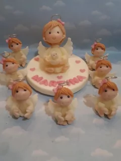 Souvenirs combo 10 angelitos + Adorno De Torta - Nubecitas