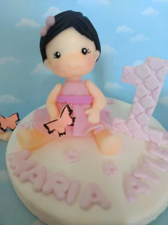 Souvenirs 10 nenas primer añito y Adorno de torta - Nubecitas