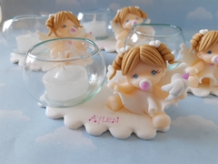 Souvenirs 10 Portavelas angelitas bautism - comprar online