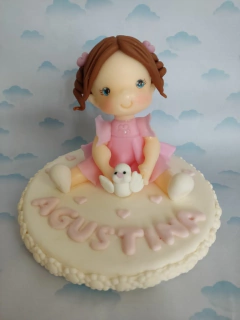 Imagen de Adorno Torta Bautismo Angelita Porcelana Fria Comunion