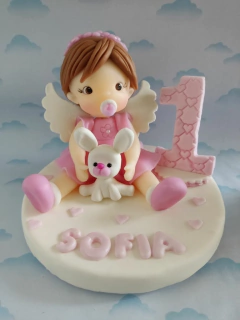 Adorno Torta Bautismo Angelita Porcelana Fria Comunion en internet
