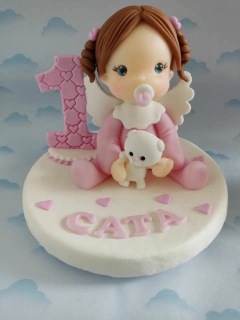 Adorno Torta Bautismo Angelita Porcelana Fria Comunion - tienda online
