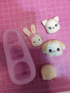 Molde silicona cabeza animalitos x3 (158) - comprar online