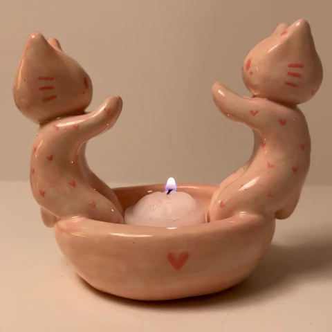 Portavelas corazones rosas - comprar online