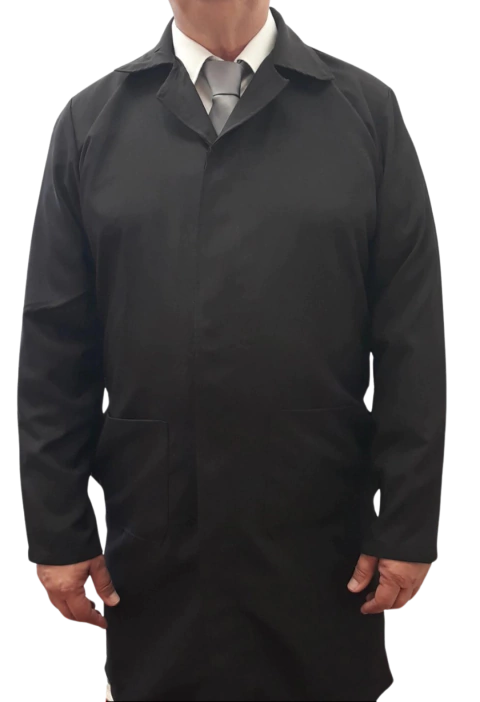 Jaleco masculino preto gola social, tecido OXFORD