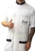 Jaleco masculino branco com detalhes em preto manga curta