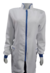 Jaleco feminino branco com viés e ziper azul royal - tecido GABARDINE COM ELASTANO