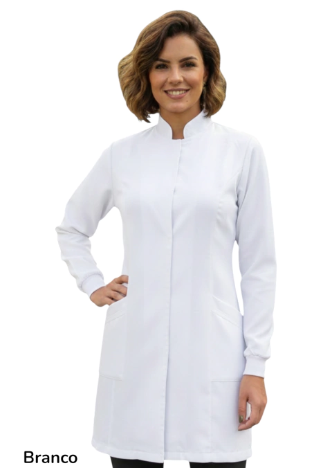 Jaleco feminino liso - tecido Gabardine - Várias cores