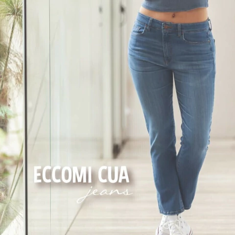 Jean RECTO AMANDA MID BLUE Eccomi Cua - comprar online