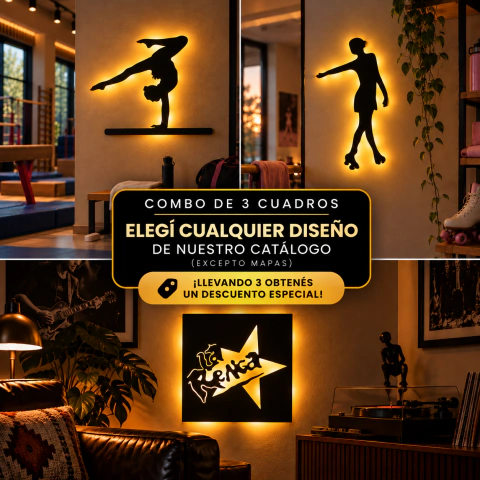 Cuadros LED - COMBO x3 (diseño a elección)